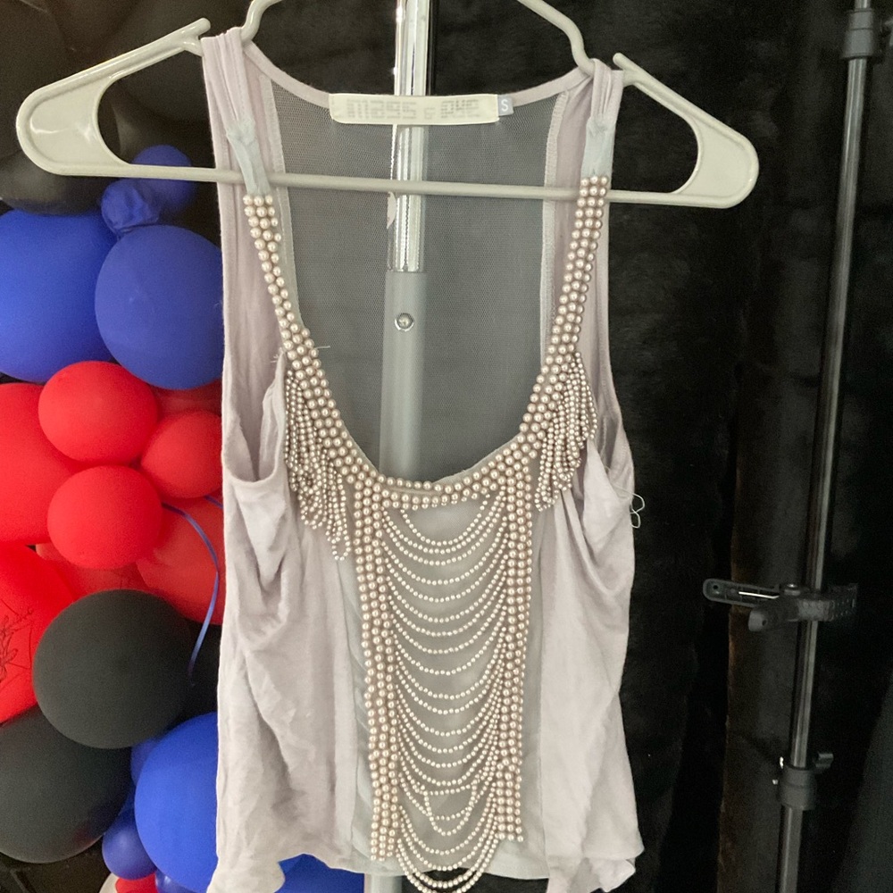 Beaded Tank Top in Light Purple